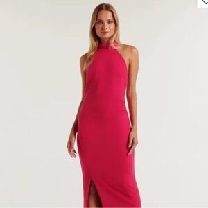 Ever New Hot Pink Halter Dress with Side Slit